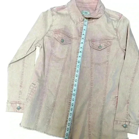 LOGO by Lori Goldstein Denim Jacket Washed Out Light Pink Size 12 - Picture 10 of 12